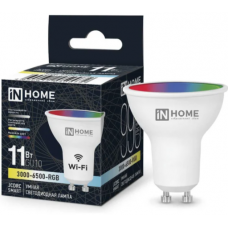 Лампа сд LED-JCDRC-RGBW- SMART 11Вт 230В димм. GU10 3000-6500К 990Лм IN HOME, 4690612050072 Лампа сд LED-JCDRC-RGBW- SMART 11Вт 230В димм. GU10 3000-6500К 990Лм IN HOME, 4690612050072