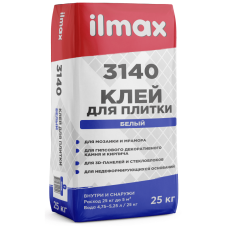Клей для плитки морозостойкий ILMAX 3140 (для влажных помещ., белый) мешок 25кг АКЦИЯ 15%