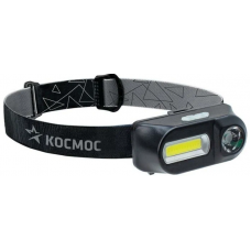 Фонарь налобный аккумуляторный XPE 3Вт + COB 3Вт сменный аккум. 1.2А.ч КОСМОС KocH3WDLith