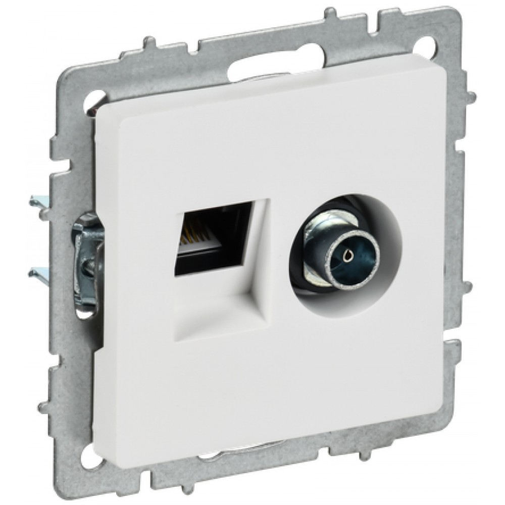 Розетка 1-я TV+RJ45 РТВ/РК12-БрАБ арк. белый ИЭК 