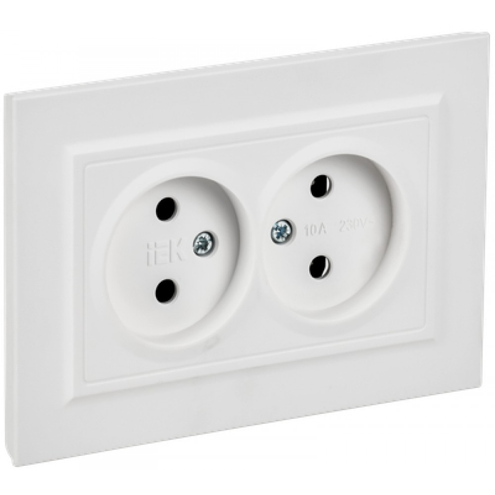 Розетка 2-я  б/з РС12-2-БрАБ арк.белый ИЭК