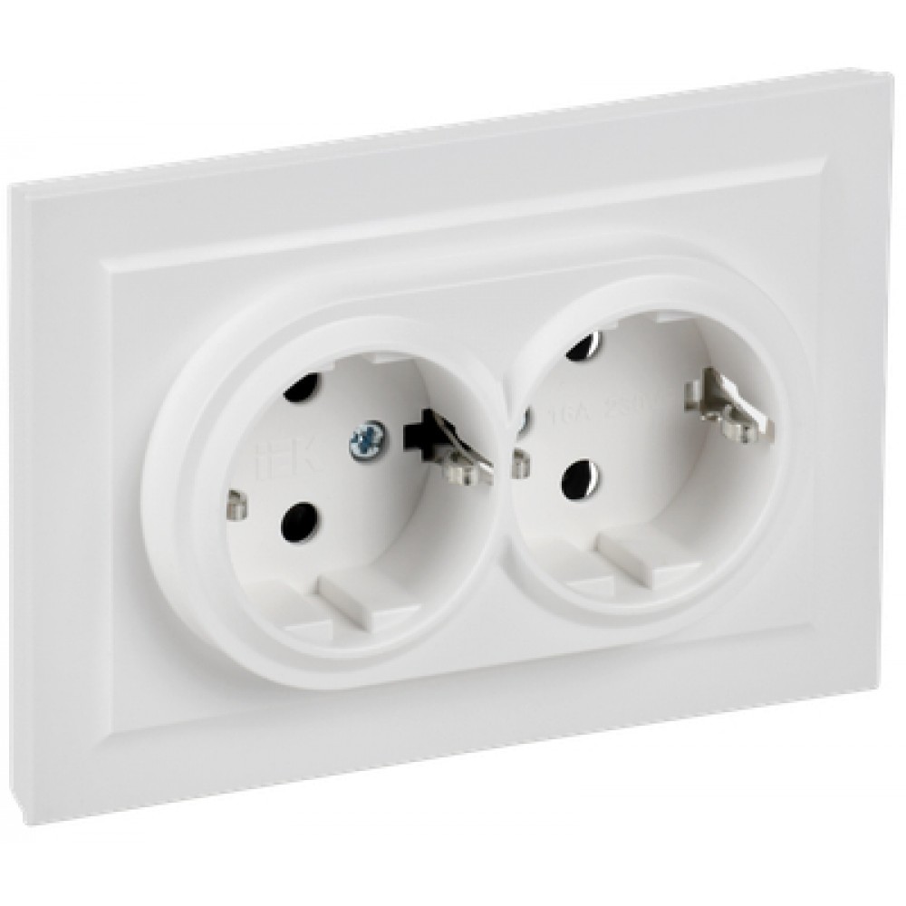 Розетка 2-я  с/з РСш12-3-БрАБ арк.белый ИЭК