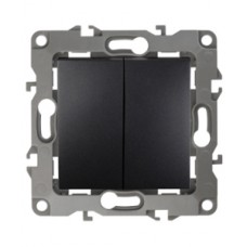 Выключатель 2кл. лестничный скрытой установки без рамки/лапок антрацит ЭРА 12-1106-05