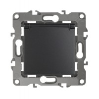 Розетка 1-я с/з с крышкой скрытой установки антрацит без рамки/лапок Эра12 12-2103-05