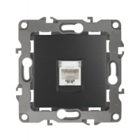 Розетка 1-я компьютерная скрытой установки антрацит без рамки/лапок Эра12 12-3107-05