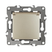 Розетка 1-я с/з с крышкой скрытой установки без рамки/лапок шампань ЭРА 12-2103-04