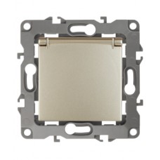 Розетка 1-я с/з с крышкой скрытой установки без рамки/лапок шампань ЭРА 12-2103-04