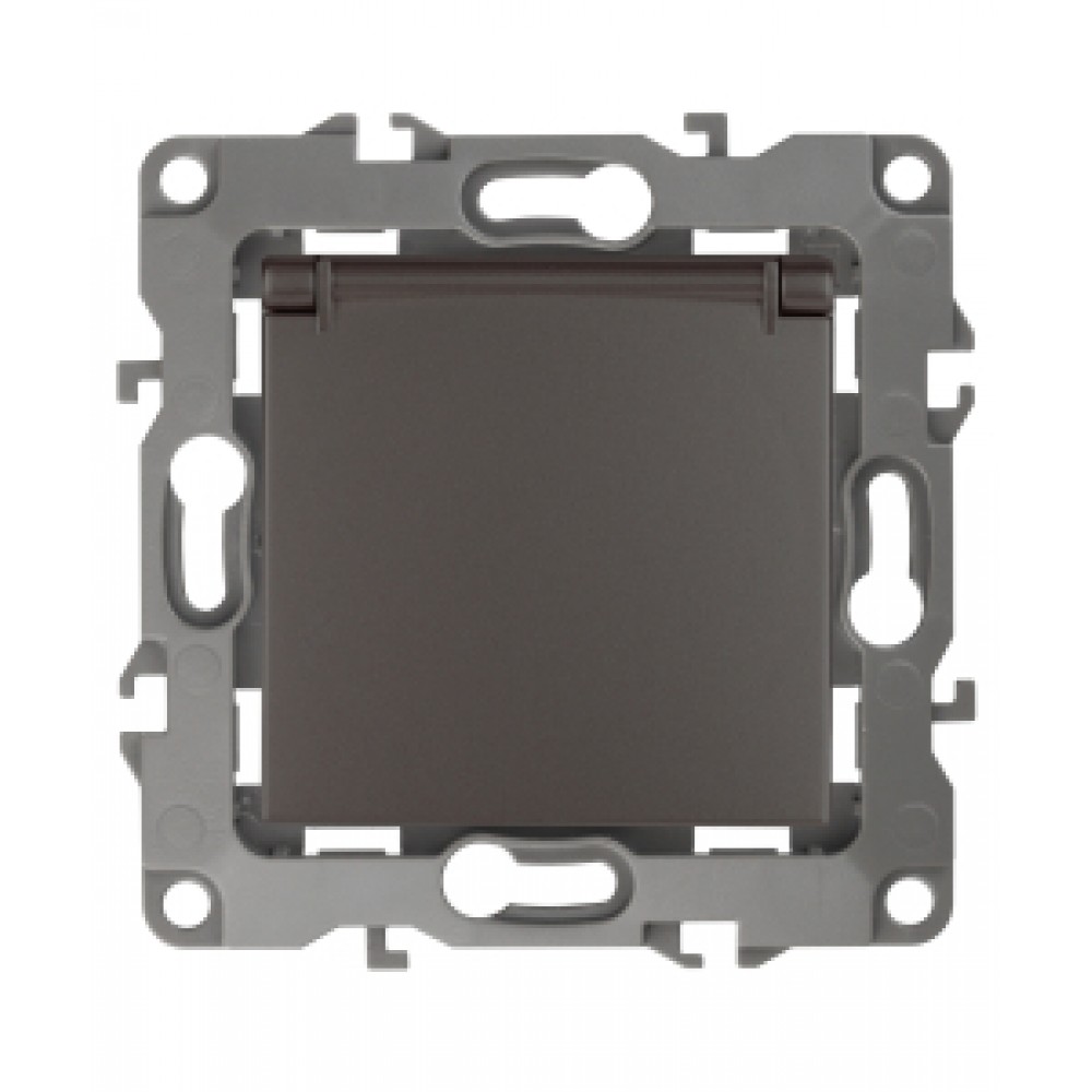 Розетка 1-я с/з с крышкой скрытой установки без рамки/лапок бронза ЭРА 12-2103-13