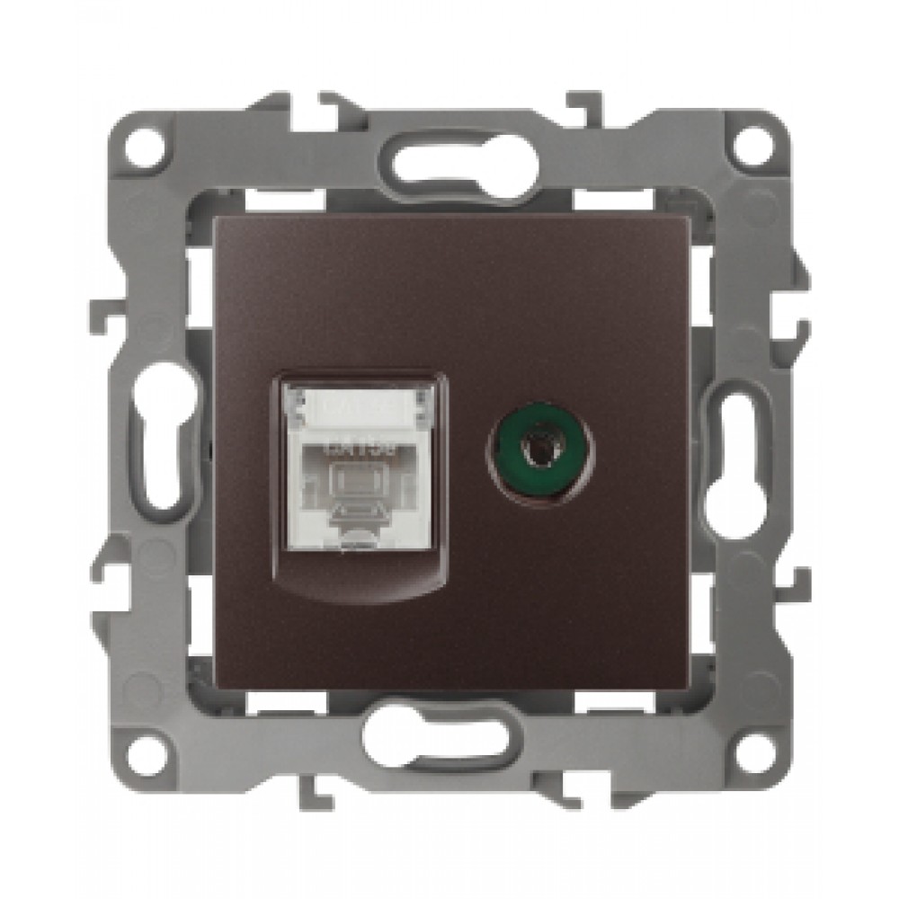 Розетка 1-я TV+RJ45 скрытой установки без рамки бронза Эра12 12-3110-13