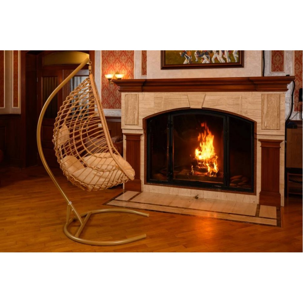 Кресло садовое ротанг Екатерина бежевая подушка 