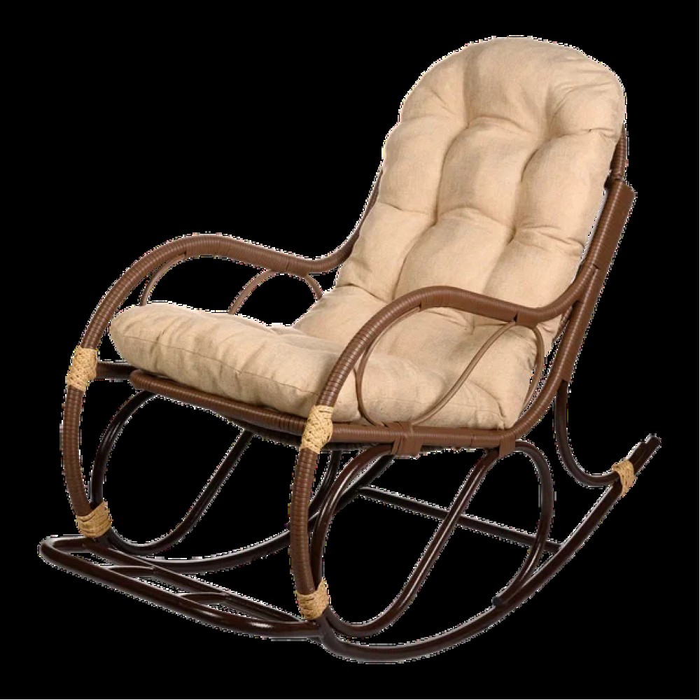 Кресло-качалка с подножкой из искусственного ротанга Какао