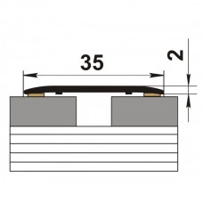 Профиль алюминиевый В 35мм на клеевой основе (0,9м) Сосна Серебристая 195