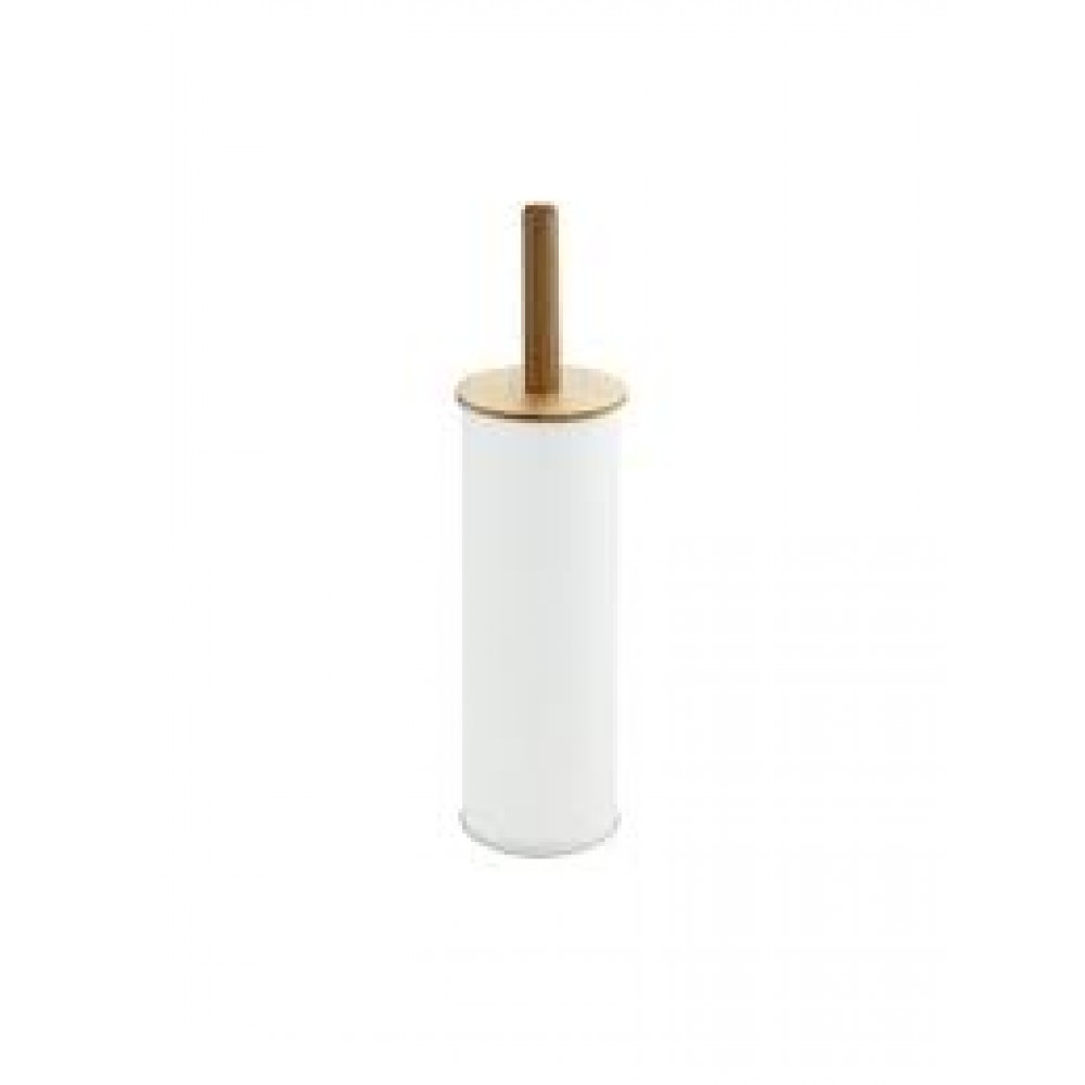 Ерш для унитаза напольный белый со вставками дерева 1577