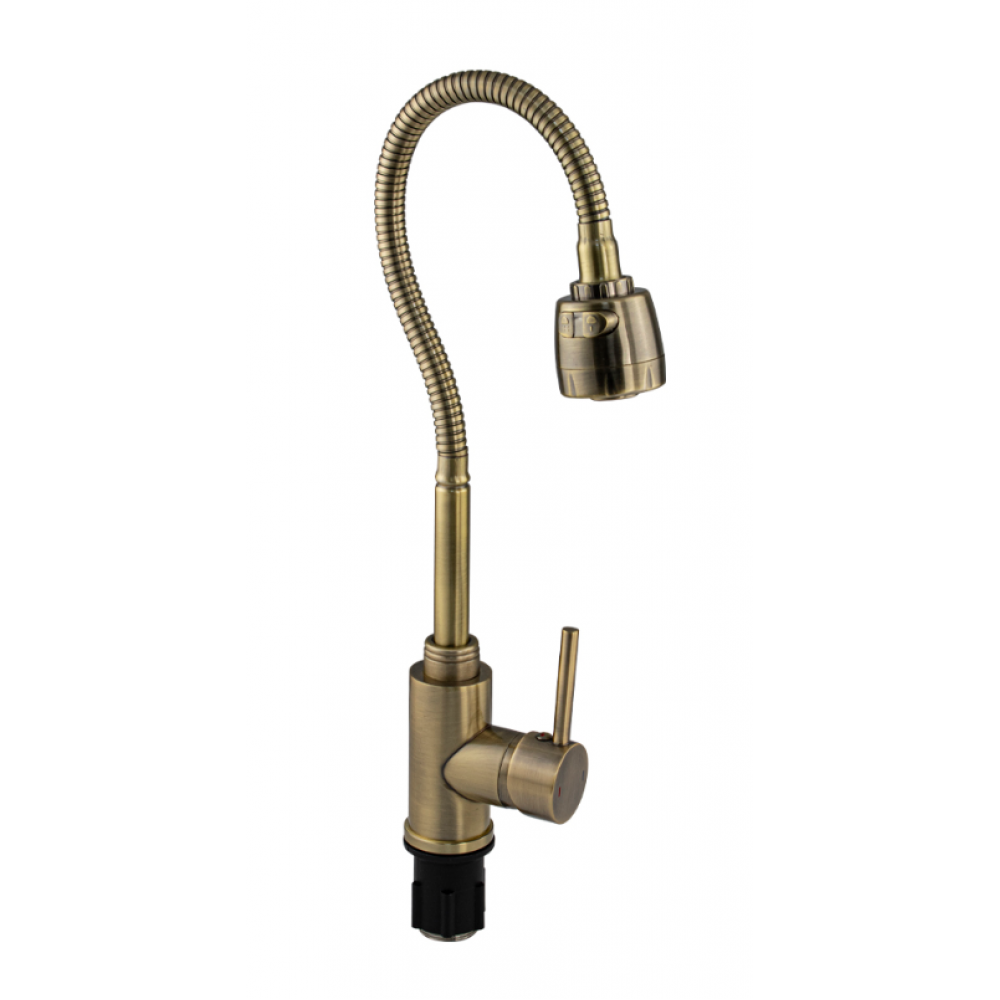 Смеситель для кухни MAGNUS нерж гибкий излив бронза (92141)