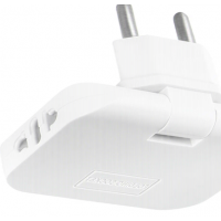 Тройник WALKER WH-04 в розетку, 2хEU-разъем, 2хUSB (1А), поворотный, плоский, белый