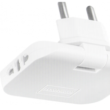 Тройник WALKER WH-04 в розетку, 2хEU-разъем, 2хUSB (1А), поворотный, плоский, белый