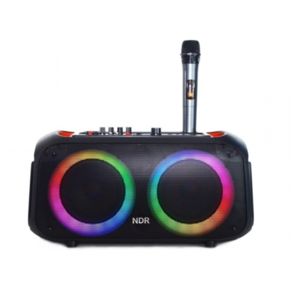Колонка NDR-Q66,Bluetooth,48см,дин.2шт/6,5",40Вт,пульт, микрофон,беспр.микрофон,подсветка