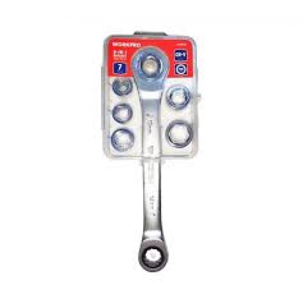 Ключ трещоточный накидной с насадками 7 предметов WP202567