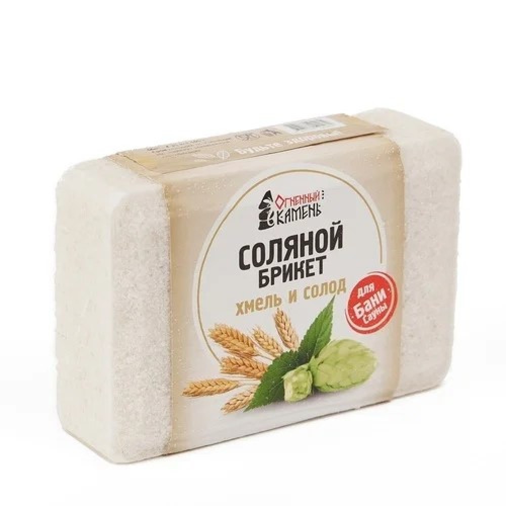 Брикет из соли для бани и сауны Огненный камень Хмель и Солод 16шт/уп