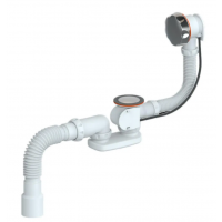 Сифон для ванны регулируемый с переливом и гибкой трубой 1 1/2" х 40 (полуавтомат) РМС СВ-П/А