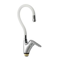 Смеситель для кухни боковой белая мозаика гибкий излив (3274)