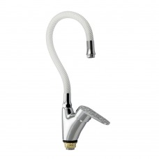 Смеситель для кухни боковой белая мозаика гибкий излив (3274)