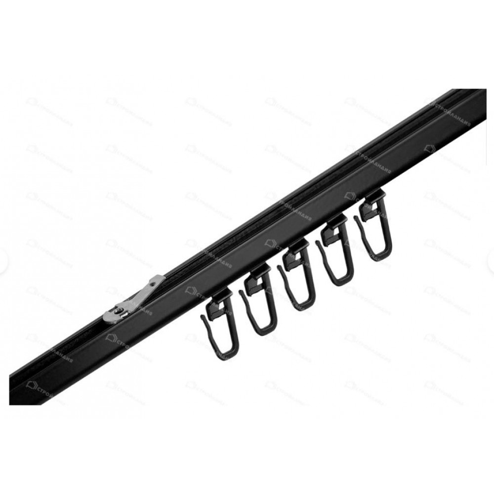 Карниз потолочный 1-рядный алюм-й БРИЗ 200см черный U-профиль