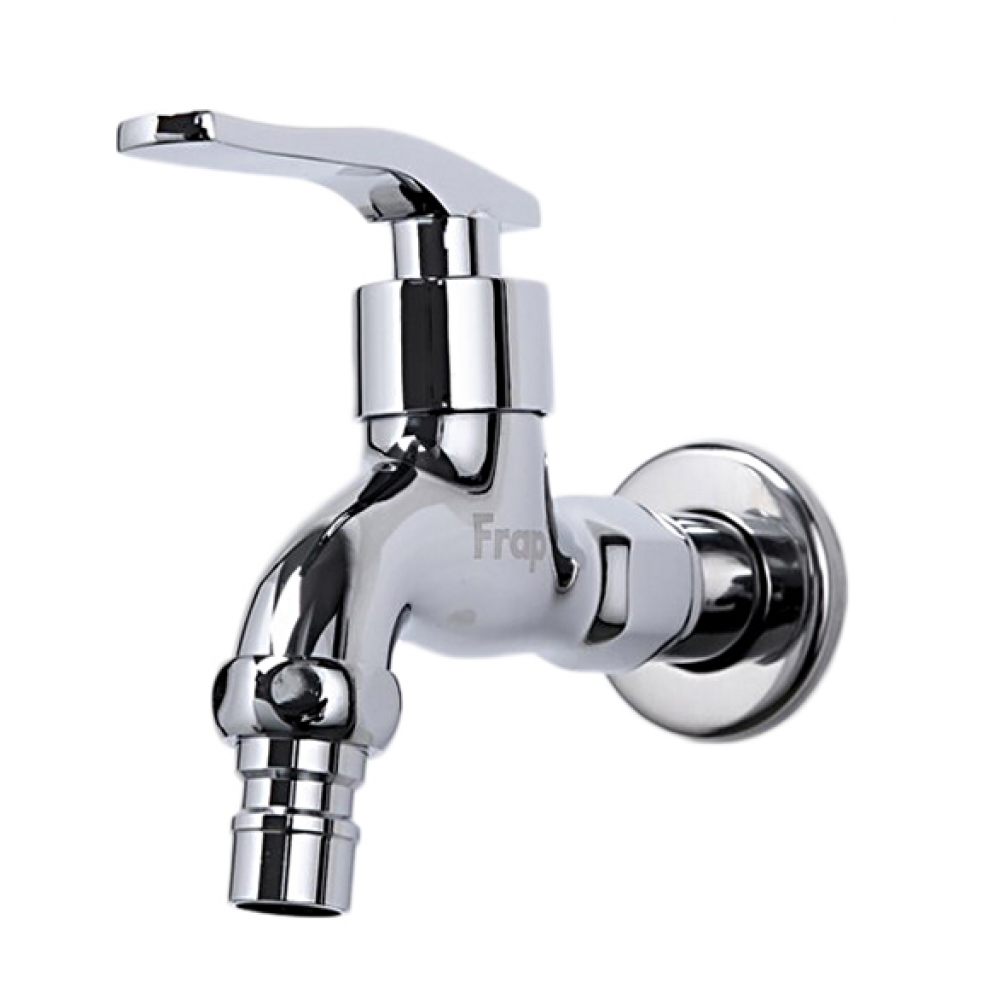 Кран водоразборный, хром, 15см от стены с штуцером латунь Frap F522