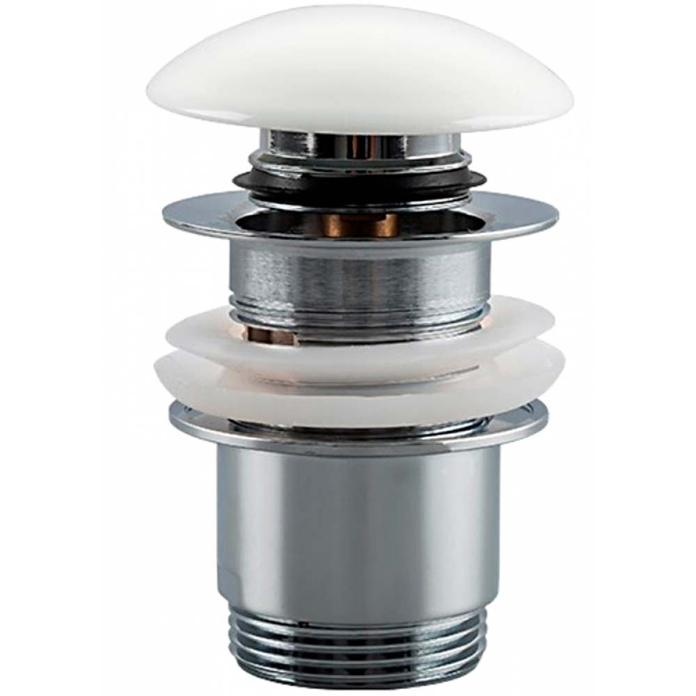 Донный клапан Хром с переливом с белой крышкой Frap F60-8