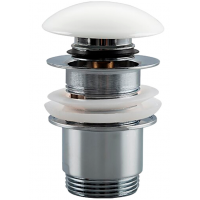 Донный клапан Хром с переливом с белой крышкой Frap F60-8