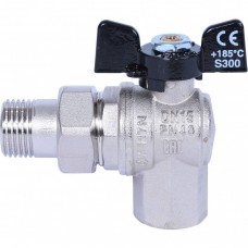 Кран шаровый американка угловой Д=25 РН/РВ бабочка PN25