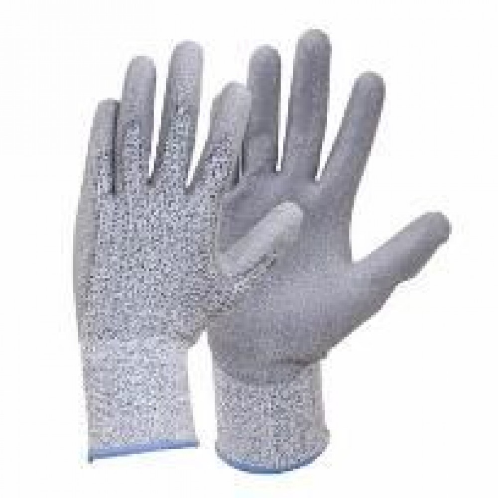 Перчатки х/б с полиуретановым покрытием ладони антипорез 5 класс