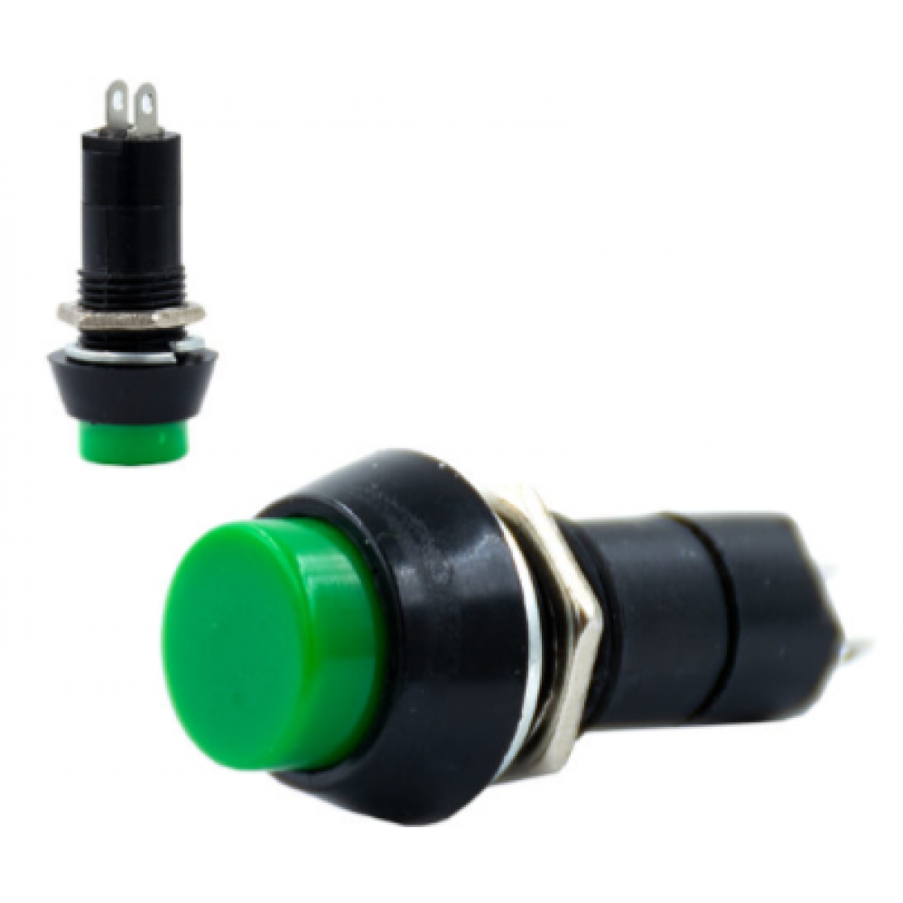 Кнопка круглая ON-OFF Зеленая S-3076 с фиксацией Кнопка круглая ON-OFF Зеленая S-3076 с фиксацией
