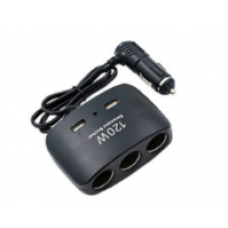 Разветвитель автоприкуривателя 1511 с кабелем на 3-port 2-usb Olesson A779
