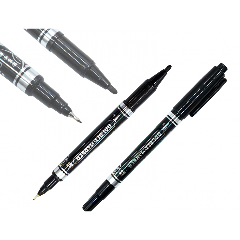 Маркер двухсторонний СY-2002(120) узкий Черный для различных поверхностей SP-02282