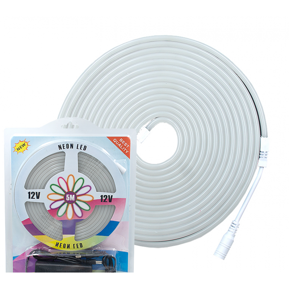 Гибкий неон 12В 3000К (комплект 5метров + блок питания) 11-0528
