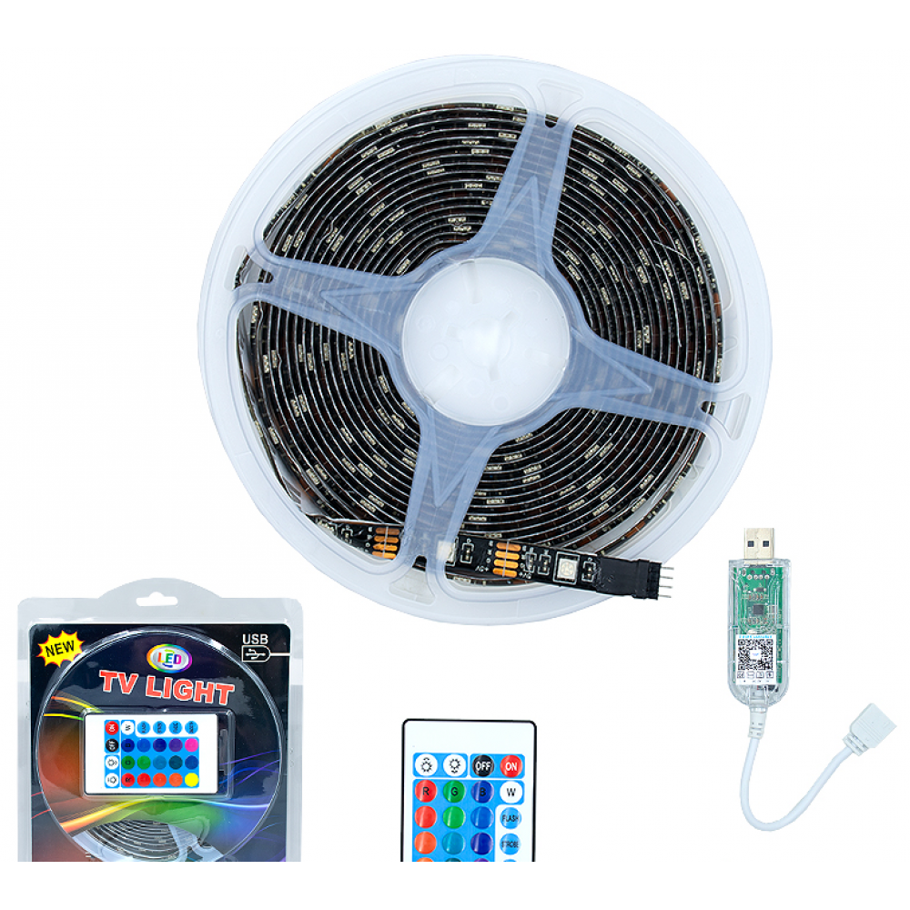 Светодиодная лента RGB-USB-Bluetooth (комплект 5метров+пульт) SP-04185