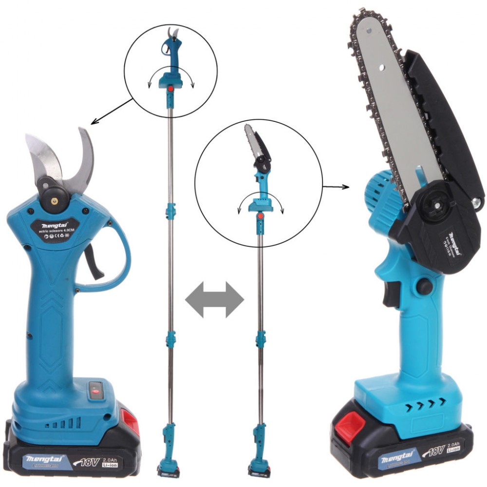 Электропила + секатор + удлинитель 2м аккумуляторные Mengtai MGT-4K (18A 2Ач) 715-885