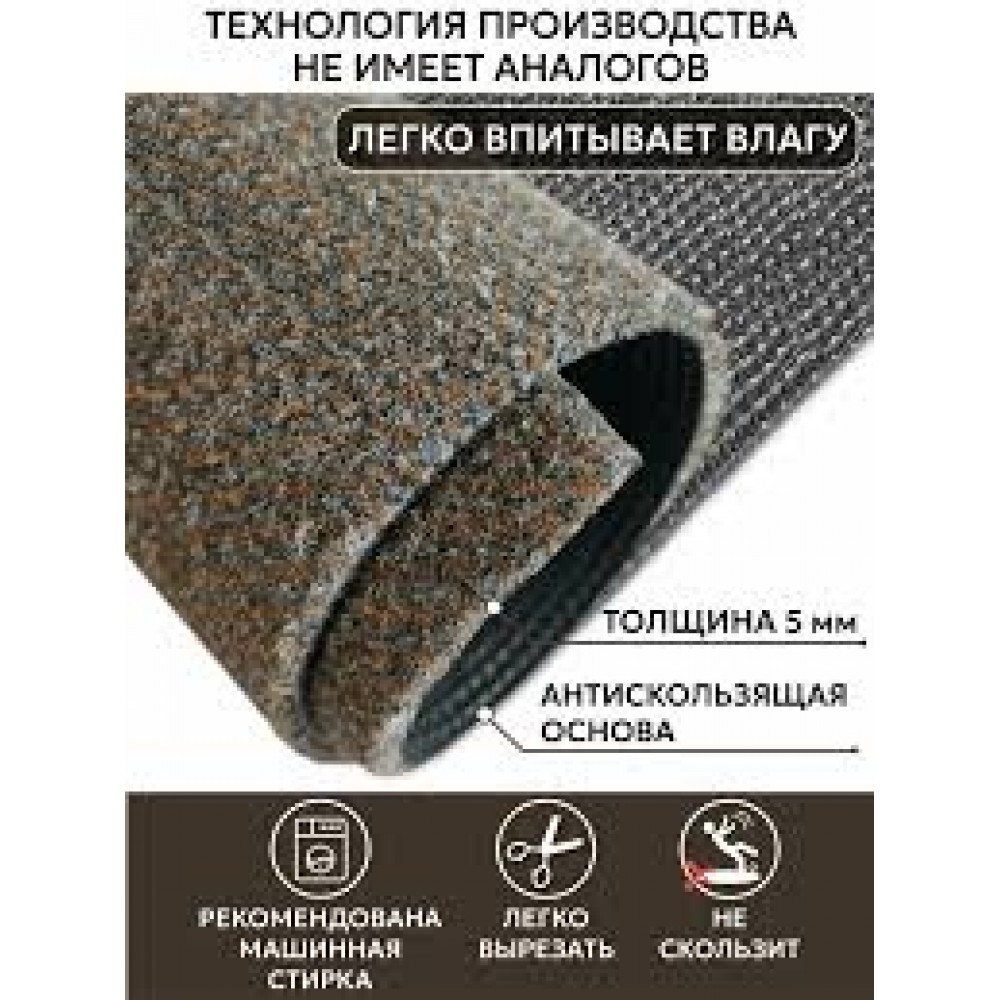 Дорожка влаговпитывающая Тафтинг ТПР 0,8 м коричнево-серый гранит 02 (мин ост 0,5м) 