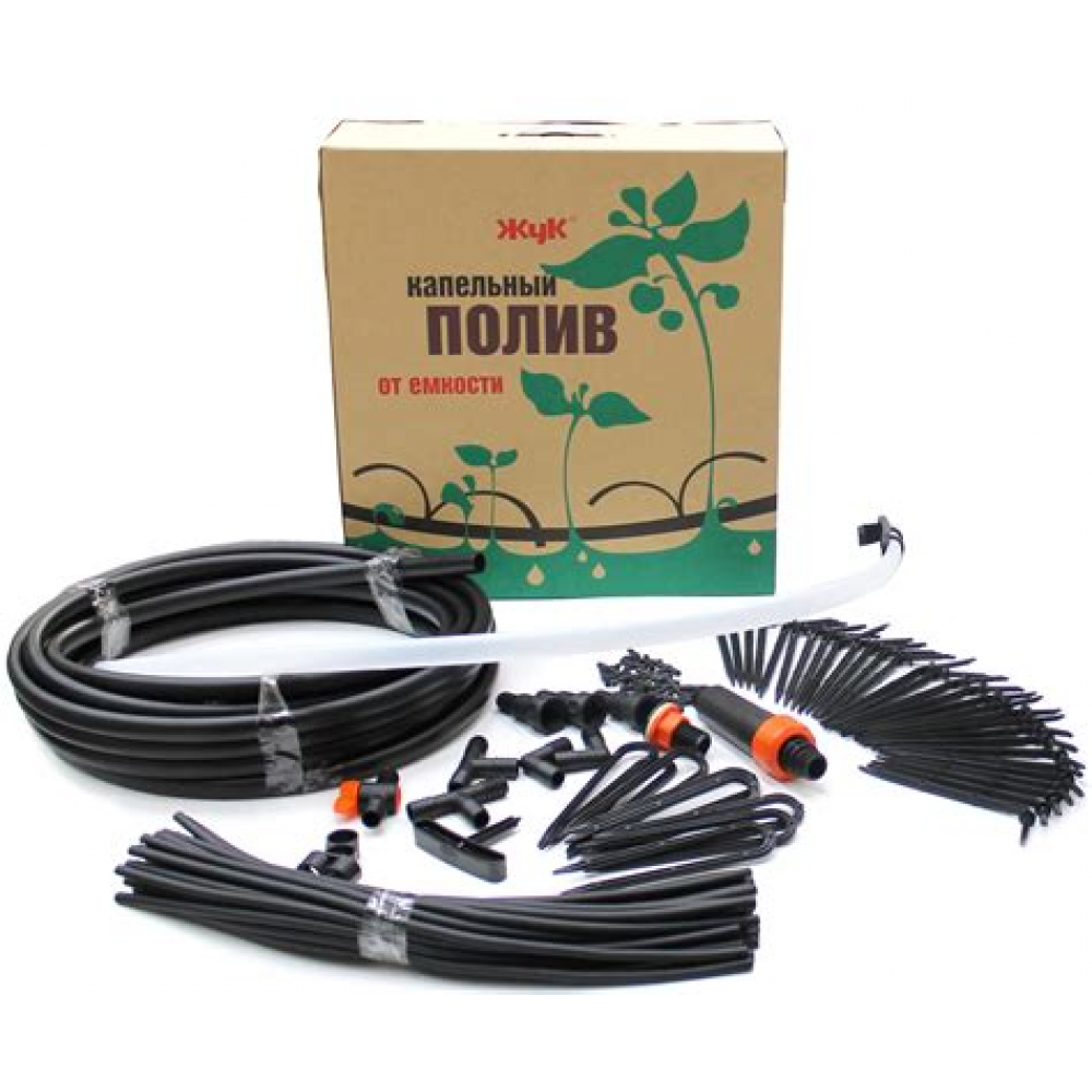Капельный полив "ЖУК" на 30 растений от емкости с регул.капельницами Капельный полив "ЖУК" на 30 растений от емкости с регул.капельницами