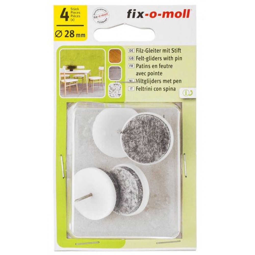 Пункт (подпятник) фетров. с гвоздем Д28мм, 4шт/1пач, белый, 245990 