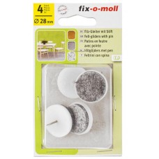 Пункт (подпятник) фетров. с гвоздем Д28мм, 4шт/1пач, белый, 245990 