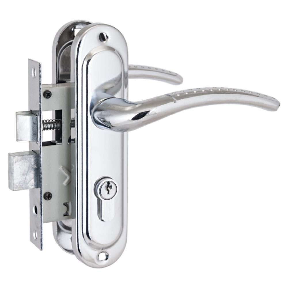 Замок врезной Стандарт 132/50В вертушка АВ хром с ц/мех с/руч 4853