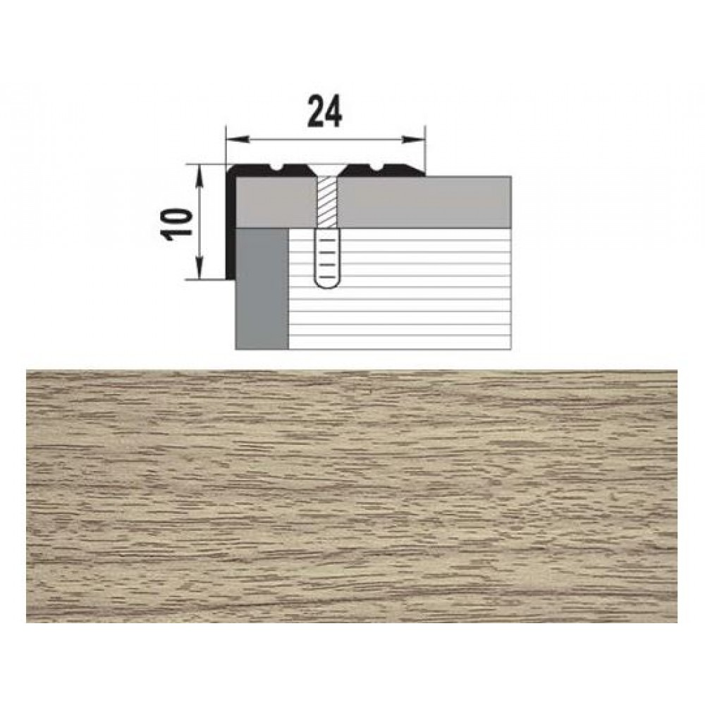Профиль алюминиевый Д  3 (1,8м) дуб белёный 087, 24х18мм