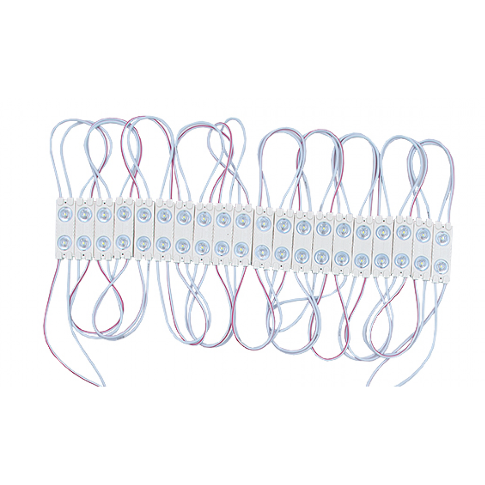 Светодиодный модуль линза 2-LED 12V 0.8W 8K 47x15mm герметичный 11-0962