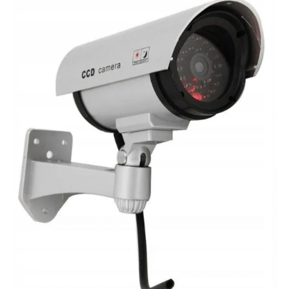 Муляж камеры видеонаблюдения настенный уличный DVC-2-SL 3АА серебряный IP65