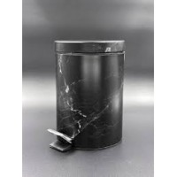 Ведро д/туалета 3л с педалью черный мрамор 