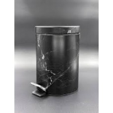Ведро д/туалета 3л с педалью черный мрамор 