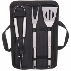 Набор для барбекю из 3 предметов в футляре BD-0015: щипцы, вилка, лопатка 861-187