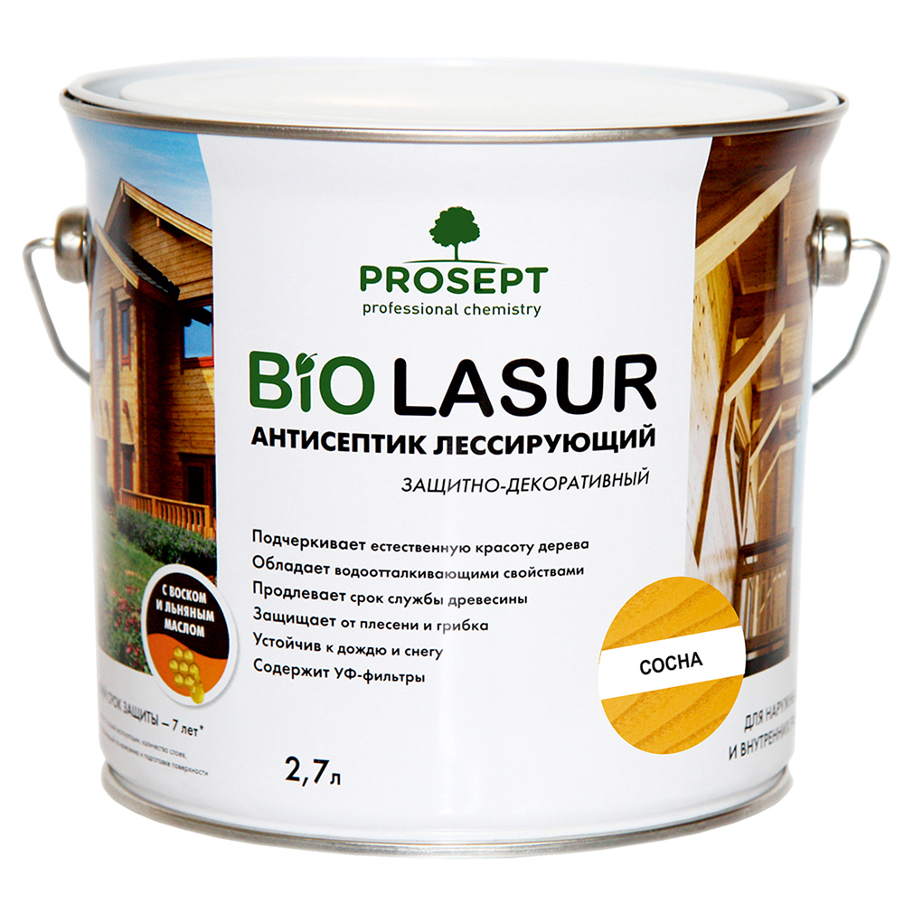 Лак- Антисептик лессирующий защитно-декоративный Сосна PROSEPT BIO LAZUR 2,7л (033-2)